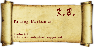 Kring Barbara névjegykártya